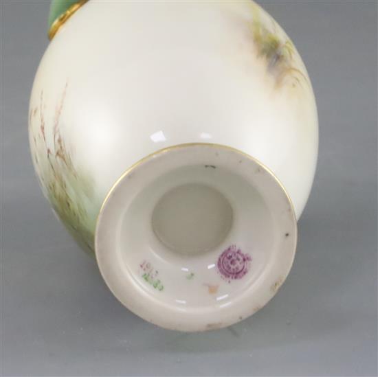 A good Royal Worcester small vase painted with a goldfinch by Ernest Barker, c.1911, H.20cm